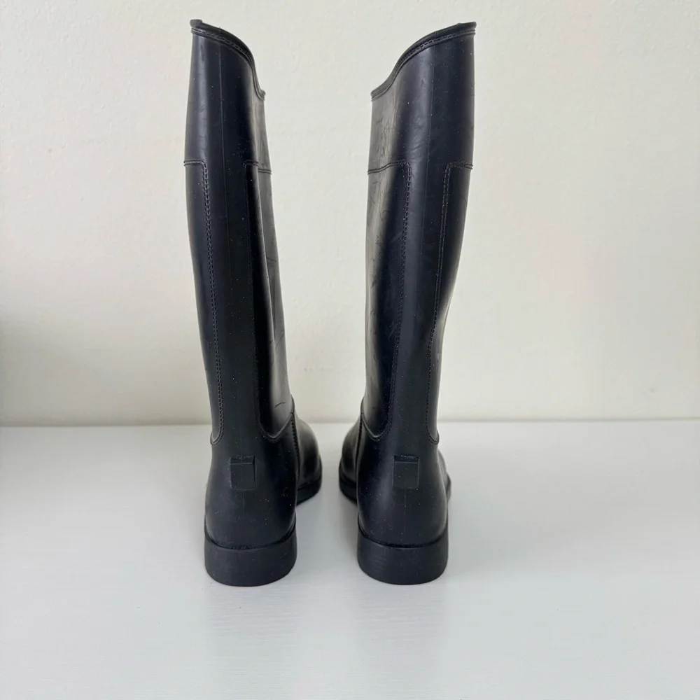 Kids Black Knee-High Rain Boots, Size 1